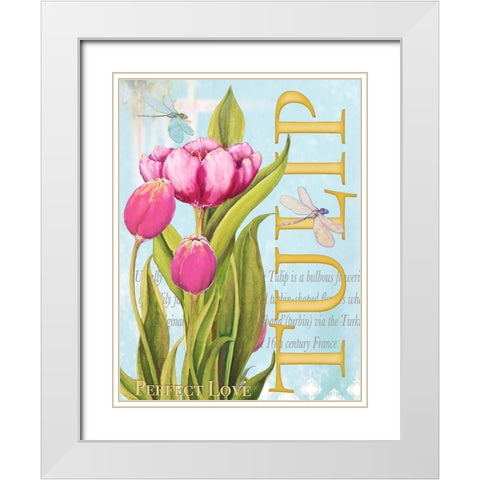 Elegant Tulip II White Modern Wood Framed Art Print with Double Matting by Diannart