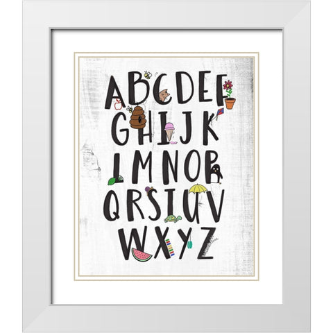 Alphabet on Wood White Modern Wood Framed Art Print with Double Matting by SD Graphics Studio