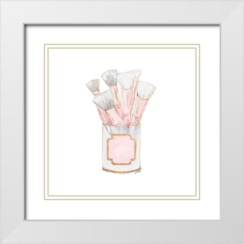 Makeup Brushes I White Modern Wood Framed Art Print with Double Matting by Ritter, Gina