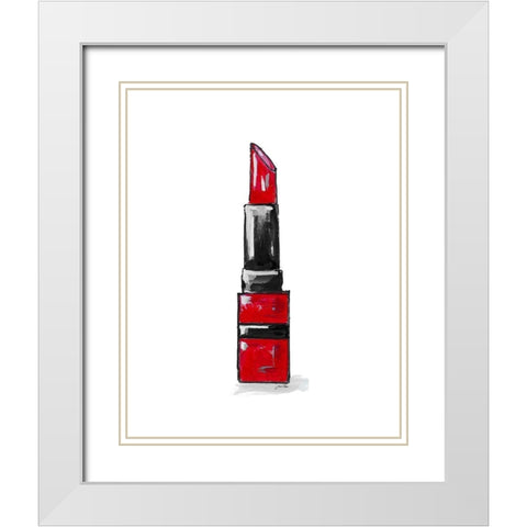 Red Lipstick I White Modern Wood Framed Art Print with Double Matting by Ritter, Gina
