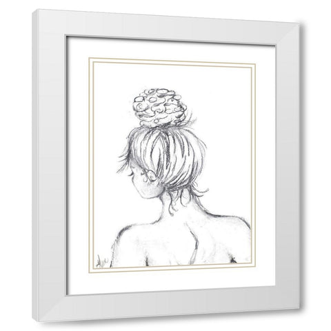 Messy Bun I White Modern Wood Framed Art Print with Double Matting by Ritter, Gina