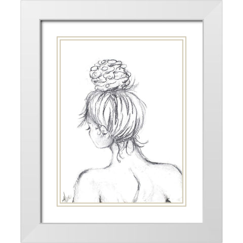 Messy Bun I White Modern Wood Framed Art Print with Double Matting by Ritter, Gina