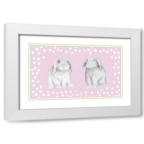 Sweet Bunnies White Modern Wood Framed Art Print with Double Matting by Gaynor, Janice