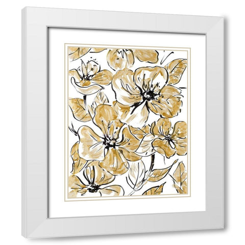 Golden Sketch Floral I White Modern Wood Framed Art Print with Double Matting by Loreth, Lanie