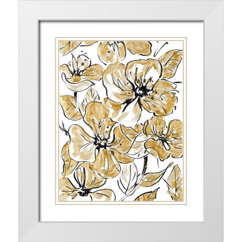 Golden Sketch Floral I White Modern Wood Framed Art Print with Double Matting by Loreth, Lanie