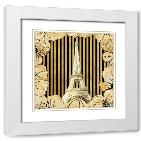 Golden Paris I White Modern Wood Framed Art Print with Double Matting by Loreth, Lanie