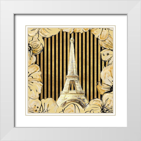 Golden Paris I White Modern Wood Framed Art Print with Double Matting by Loreth, Lanie