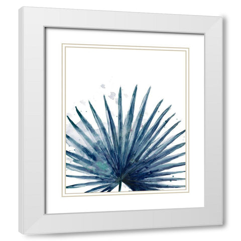 Teal Palm Frond II White Modern Wood Framed Art Print with Double Matting by Pinto, Patricia