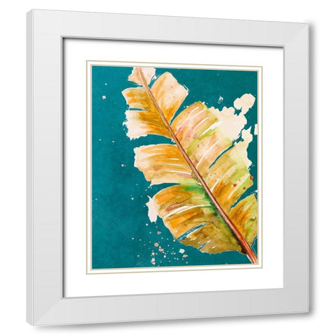 Palma Fresca on Teal White Modern Wood Framed Art Print with Double Matting by Pinto, Patricia