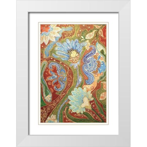 Textured Florals White Modern Wood Framed Art Print with Double Matting by Diannart