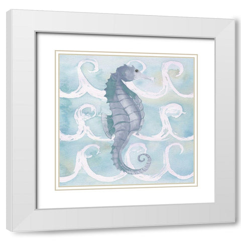 Azure Sea Creatures III White Modern Wood Framed Art Print with Double Matting by Medley, Elizabeth