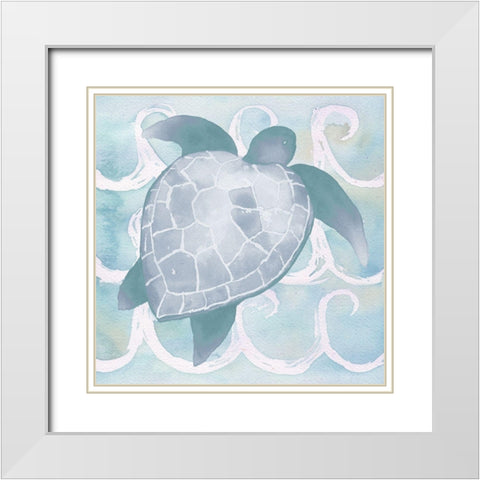 Azure Sea Creatures II White Modern Wood Framed Art Print with Double Matting by Medley, Elizabeth