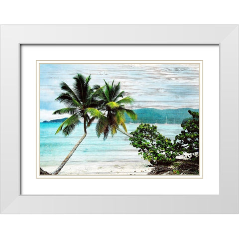 Hanging Palms on Wood White Modern Wood Framed Art Print with Double Matting by Mansfield, Kathy