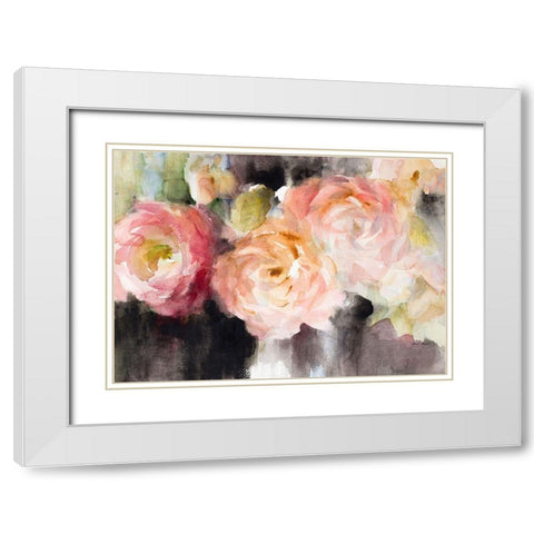 Black and Blush Blooms White Modern Wood Framed Art Print with Double Matting by Loreth, Lanie