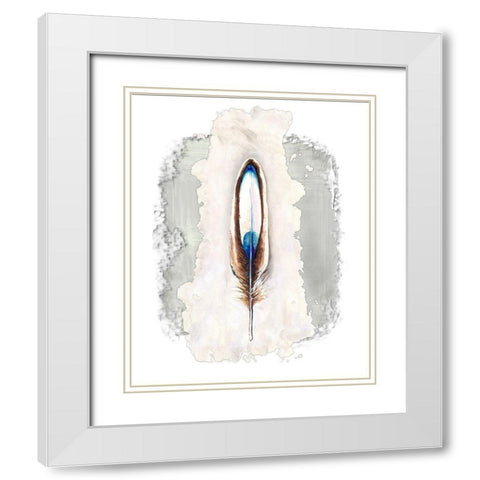 Simple Feather I White Modern Wood Framed Art Print with Double Matting by Diannart