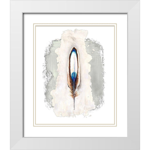 Simple Feather I White Modern Wood Framed Art Print with Double Matting by Diannart