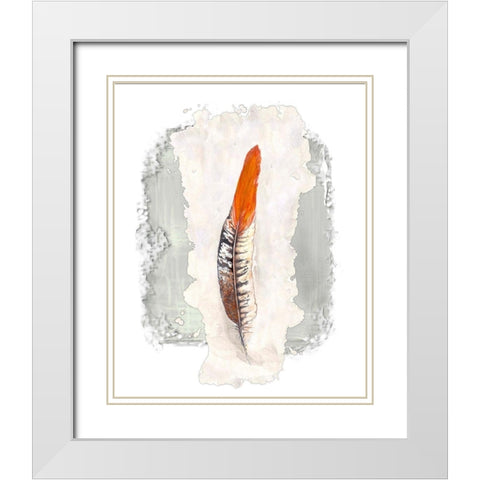Simple Feather II White Modern Wood Framed Art Print with Double Matting by Diannart