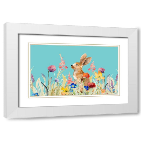 Amongst the Flowers on Teal I White Modern Wood Framed Art Print with Double Matting by Loreth, Lanie