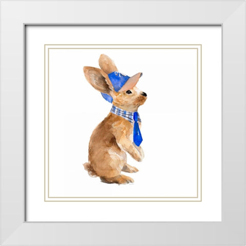 Trendy Meadow Buddy I (Ball Cap and Tie) White Modern Wood Framed Art Print with Double Matting by Loreth, Lanie