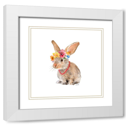 Trendy Meadow Buddy II (Pearls) White Modern Wood Framed Art Print with Double Matting by Loreth, Lanie