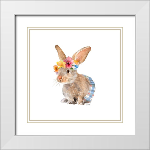 Trendy Meadow Buddy II (skirt) White Modern Wood Framed Art Print with Double Matting by Loreth, Lanie