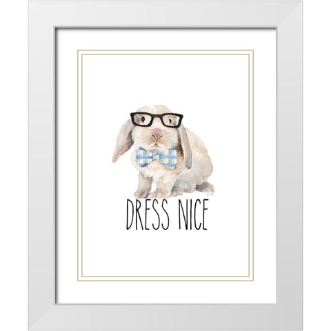 Inspired Trendy Bunnies III White Modern Wood Framed Art Print with Double Matting by Loreth, Lanie