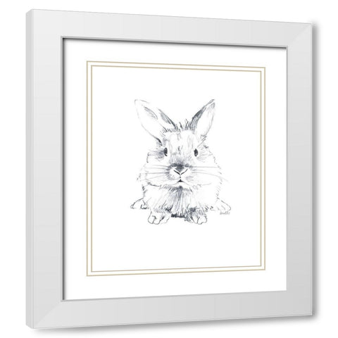 Sketched Rabbit V White Modern Wood Framed Art Print with Double Matting by Loreth, Lanie