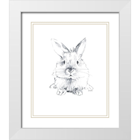 Sketched Rabbit V White Modern Wood Framed Art Print with Double Matting by Loreth, Lanie