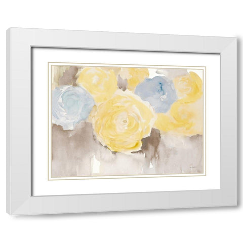 Modern Yellow Blooms White Modern Wood Framed Art Print with Double Matting by Loreth, Lanie