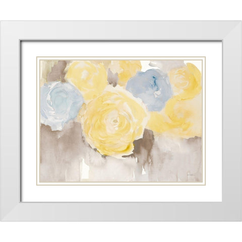 Modern Yellow Blooms White Modern Wood Framed Art Print with Double Matting by Loreth, Lanie