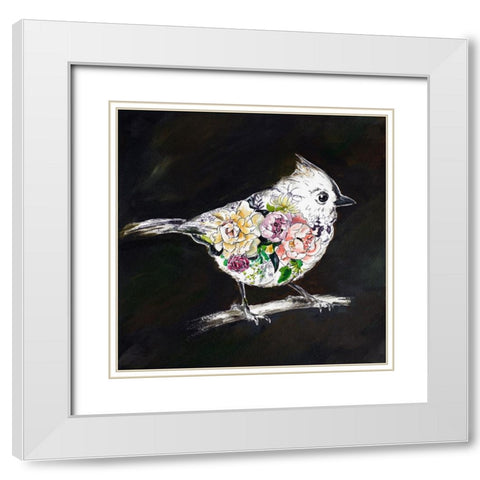 The Floral Bird II White Modern Wood Framed Art Print with Double Matting by Pinto, Patricia