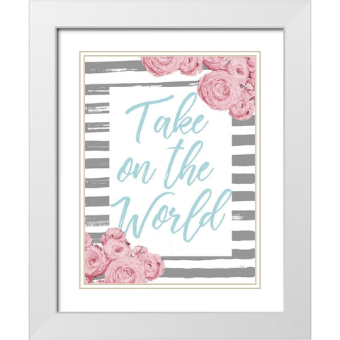 Take on the World White Modern Wood Framed Art Print with Double Matting by Pinto, Patricia