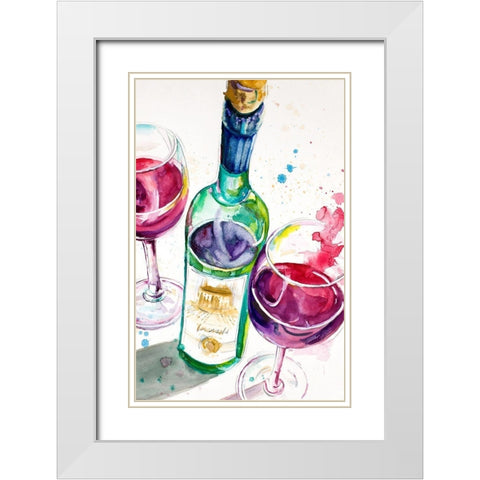 Red and White Wine I White Modern Wood Framed Art Print with Double Matting by Pinto, Patricia