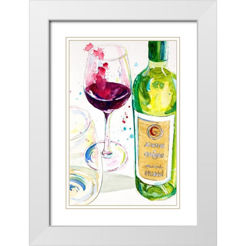 Red and White Wine II White Modern Wood Framed Art Print with Double Matting by Pinto, Patricia