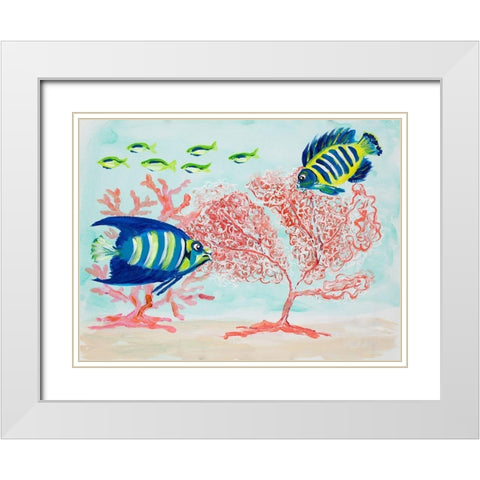 Coral Reef II White Modern Wood Framed Art Print with Double Matting by DeRice, Julie