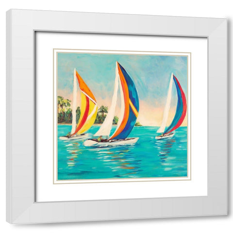 Sunset Sails I White Modern Wood Framed Art Print with Double Matting by DeRice, Julie