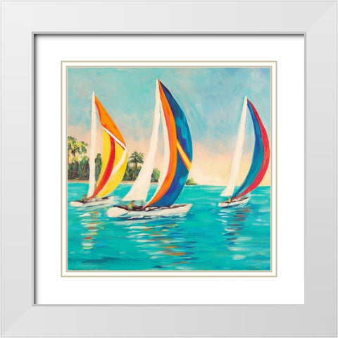 Sunset Sails I White Modern Wood Framed Art Print with Double Matting by DeRice, Julie