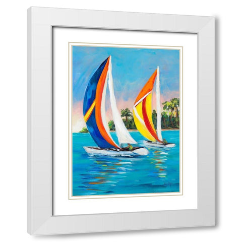 Morning Sails Vertical I White Modern Wood Framed Art Print with Double Matting by DeRice, Julie