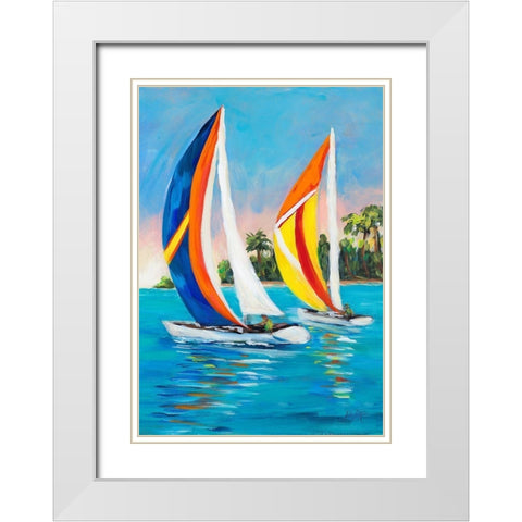 Morning Sails Vertical I White Modern Wood Framed Art Print with Double Matting by DeRice, Julie