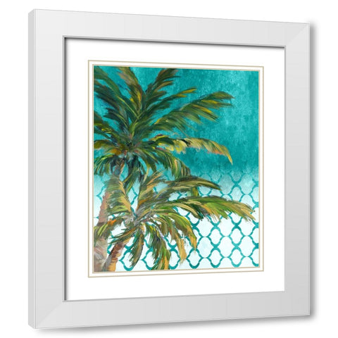 Tropical Trees on Chevron I White Modern Wood Framed Art Print with Double Matting by DeRice, Julie