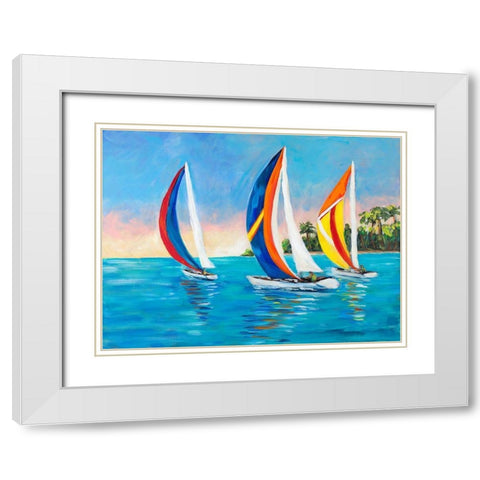 Morning Sails I White Modern Wood Framed Art Print with Double Matting by DeRice, Julie