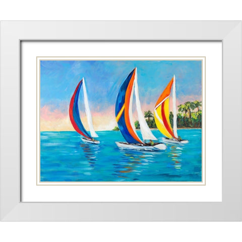 Morning Sails I White Modern Wood Framed Art Print with Double Matting by DeRice, Julie