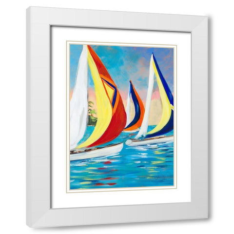 Morning Sails Vertical II White Modern Wood Framed Art Print with Double Matting by DeRice, Julie