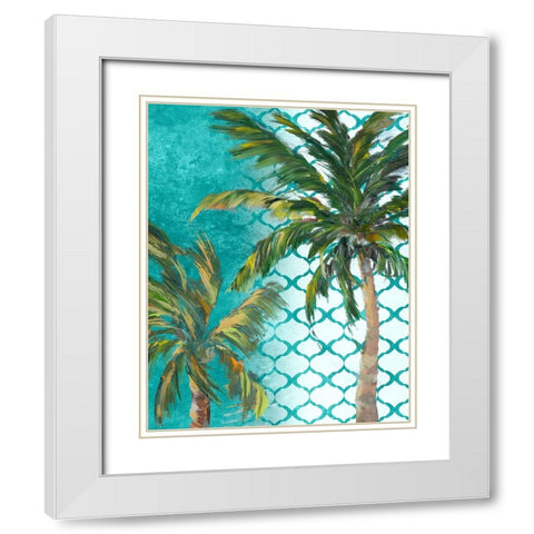 Tropical Trees on Chevron II White Modern Wood Framed Art Print with Double Matting by DeRice, Julie