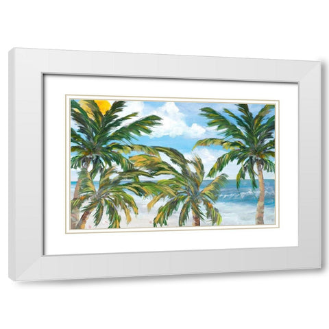 Tropical Trees Paradise White Modern Wood Framed Art Print with Double Matting by DeRice, Julie
