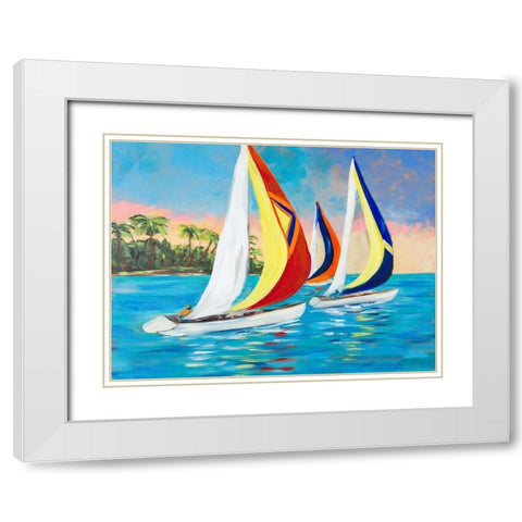 Morning Sails II White Modern Wood Framed Art Print with Double Matting by DeRice, Julie