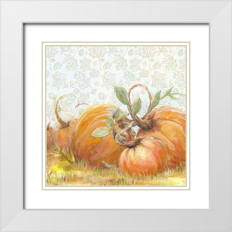 Autumn Pumpkin Patch I White Modern Wood Framed Art Print with Double Matting by Diannart