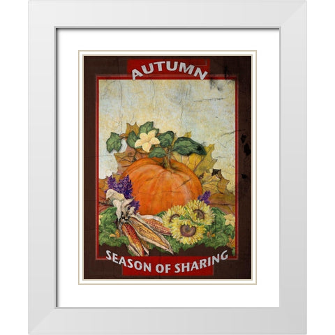 Autumn Season of Sharing White Modern Wood Framed Art Print with Double Matting by Diannart