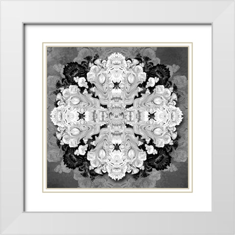 Decrative Kaleidoscope I White Modern Wood Framed Art Print with Double Matting by Diannart