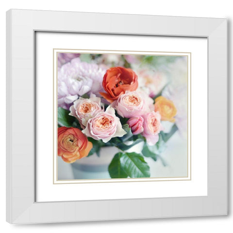 Fresh Bouquet White Modern Wood Framed Art Print with Double Matting by Gardner, Sarah